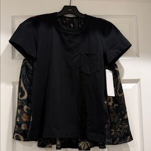 Sacai Black Tee with Paisley Back Panel